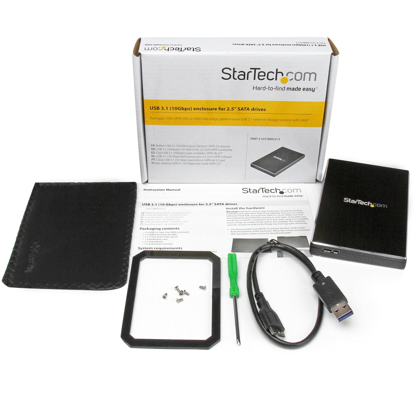 USB 3.1 (10 Gbps) Enclosure for 2.5” SATA Drives