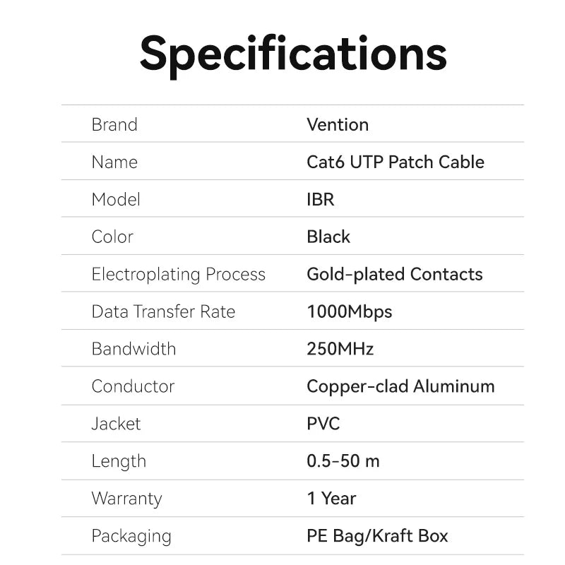 Cat 6 0.5M Patch Cable