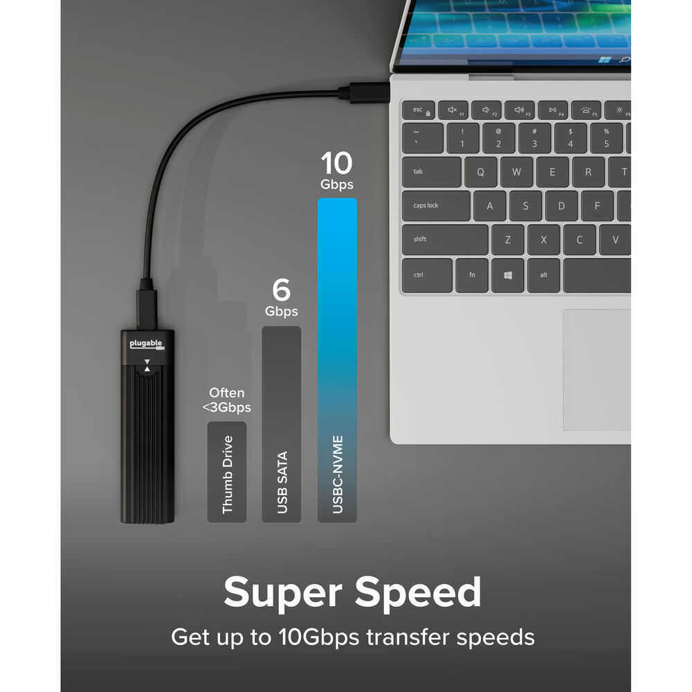 Plugable USB-A and C 3.2 Gen 2 M.2 NVMe Tool-Free Enclosure