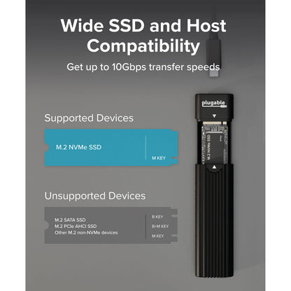 Plugable USB-A and C 3.2 Gen 2 M.2 NVMe Tool-Free Enclosure