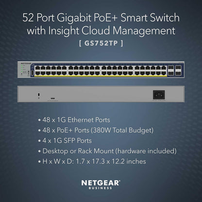 Netgear 48- Port Gigabit PoE-Compliant Managed Network Switch